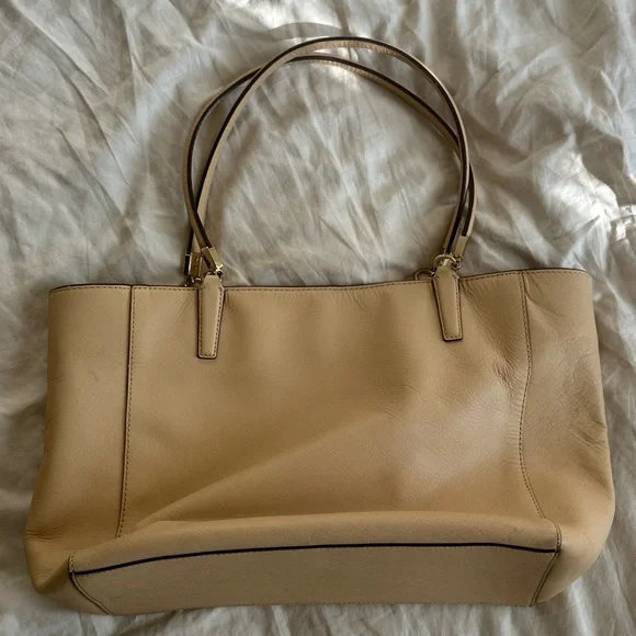 cream-colored coach leather tote bag - Picture 2 of 5